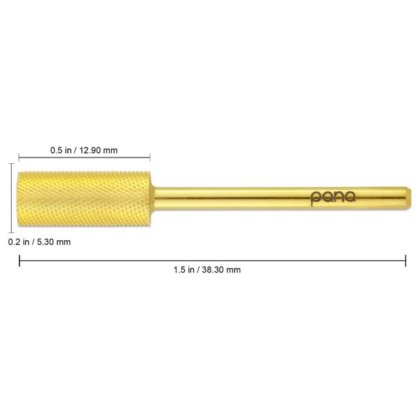 PANA Flat Top Small Barrel 3/32" Shank Size Fast remove (Gold, Fine Grit) Acrylic or Hard Gel Nail Drill Bit for Manicure Pedicure Salon Professional or Beginner