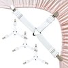 Bozenu Bed Sheet Straps, Upgrade Fitted Bed Sheet Holders for Corners, Non Slip Sheet Clips White 4Pcs