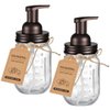 Mason Jar Foaming Soap Dispenser - Rustproof Stainless Steel Lid/BPA Free Foam Pump,with Chalkboard Labels - Rustic Farmhouse Decor Hand Soap Dispenser Bathroom Accessories – Bronze (2 Pack)