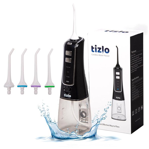 Water Flosser Cordless 10oz 300ml Rechargeable Portable 3 Modes For Brighter and Healthier Teeth IPX7 Technology Dental Waterjet - 4 Tips (Purple)