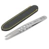 GERMANIKURE Professional Perforated Slanted Tweezers - FINOX Stainless Steel sharp tweezers in Leather Case - Professional Tweezers –Easy to use best tweezers- Ethically made in Solingen Germany 4403