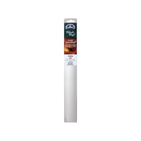 DMC GD1436-6750 Classic Reserve Gold Label Aida Fabric Box, White, 14 Count