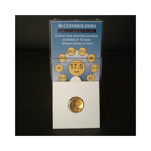50 2x2 Self-Adhesive Cardboard Coin Holders 17.5mm