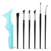 Eyeliner Stencils with 6pcs Eyeliner Brush, Silicone Beauty Ruler Multipurpose Winged Tip Eyeliner Aid Quick Eye Makeup Tool for Eyeliner, Eyelash, Eyebrow, Lip Line, Face Contour(Light Blue)