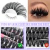 Fluffy Lash Clusters with Bottom Lashes Thick 200D Volume Individual Lashes 12-25mm Wispy Eyelash Clusters D Curl Cluster Eyelash Extensions 264pcs DIY Lash Extension for Beginners