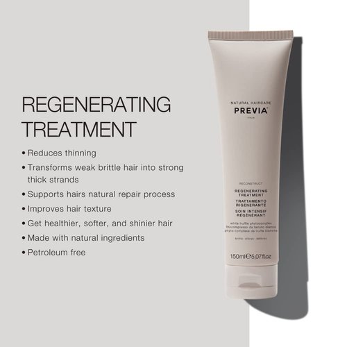 PREVIA Reconstruct Regenerating Conditioner - Damaged Hair Conditioner with White Truffle - Hydrating Deep Conditioner (8.45 oz)