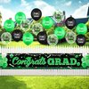 Graduation Party Decorations Green Black Graduation Banner Balloons Set Congrats Grad Yard Banner with 18pcs Balloons for Class of 2024 Party Sign Decor College High School Prom Party Supplies Outdoor