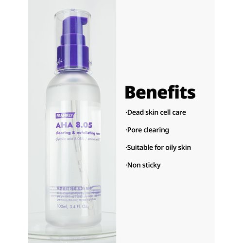 Frankly AHA 8.05% Toner - Exfoliate, Renew & Refine | Glycolic Acid & 17 Amino Acids | Target Flakiness, Pores & Dryness | 3.38 fl.oz.