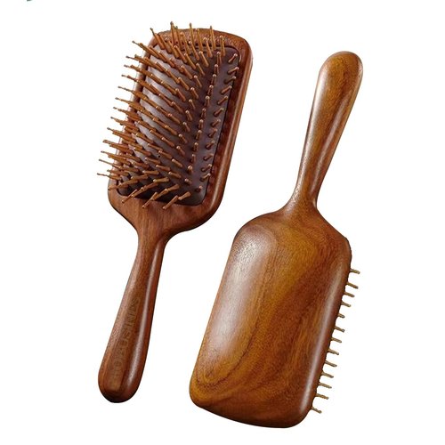 PROBUSINES-Detangling Brush For Adult And Children's Hair Comb Gently Reduces Frizz Suitable For All Hair Types Wet or Dry Hair Natural Wood Air Cushion Massage Brush Air Cushion Brush