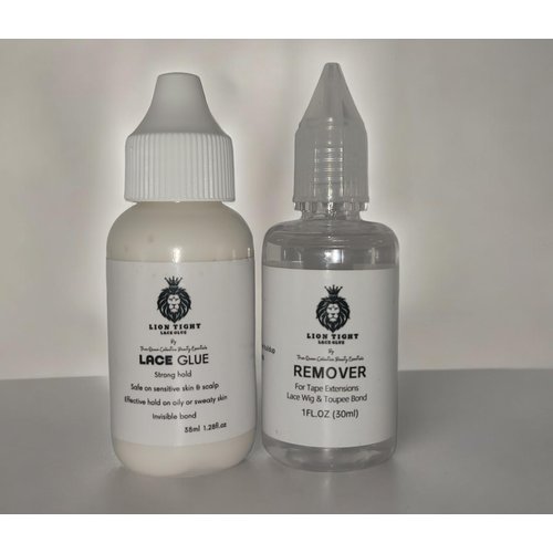 Lion Tight Invisible Lace Wig Bonding Glue, Extra Hold with Glue Remover and Application Edge Brush