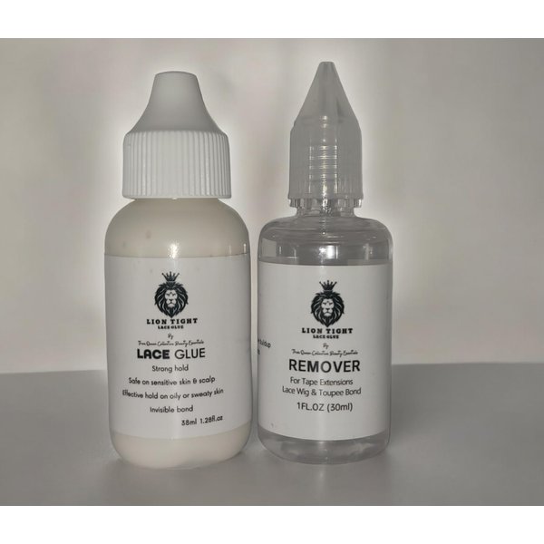 Lion Tight Invisible Lace Wig Bonding Glue, Extra Hold with Glue Remover and Application Edge Brush