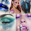 Body Glitter Stick, Face Glitter Stick for Body/Lip/Hair/Eyes, Sparkling Sequins Glitter Stick Holographic Mermaid Sequins Paint Makeup (red)