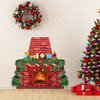 TaoBary Christmas Cardboard Fireplace 35.4 x 38.6 Inch Red Brick Bulletin Board Decoration Christmas Holiday Hearth Bulletin Board with 16.4 ft PVC Artificial Garland for Christmas Home Decor