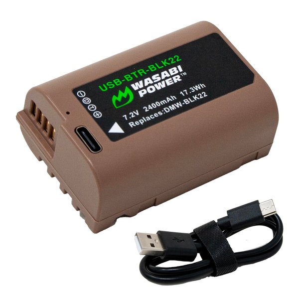 Wasabi Power USB-C Dual Battery Charger for Panasonic DMW-BLK22 and Panasonic Lumix DC-G9, DC-S5, DC-S5 II, DC-S5 IIX, GH5 II, GH6, S5II, S5IIX, S5M2, S5M2X, GH5M2