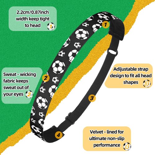 Unittype 10 Pieces Sport Headbands for Girls Non Slip Basketball Soccer Adjustable Elastic Headbands Sport Hairband Gifts for Girls Women Sport Hair Accessories (Soccer)