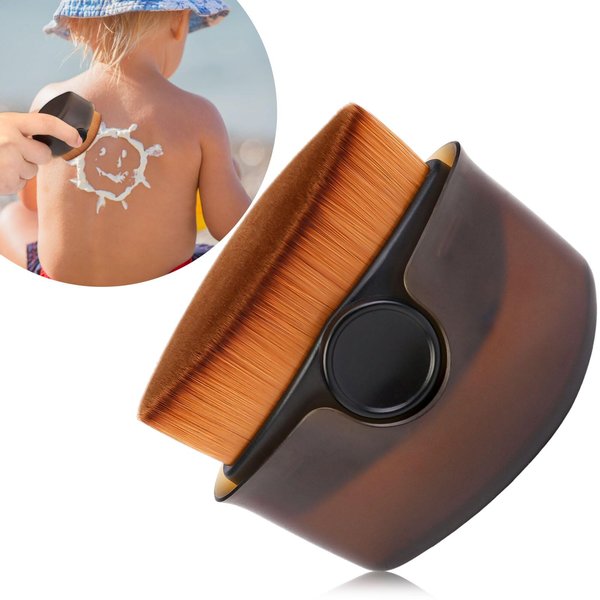 Dexspoeny Sunscreen Applicator for Kids,Sunscreen Applicator with Protective Lid,Sunlotion Applicator Suncream Brush for Blending Liquid, Cream or Flawless Powder Cosmetics(Brown)