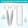 EZ COZY 2 Pack Tongue Scraper, Reduce Bad Breath, Stainless Steel Tongue Scraper for Adults, Metal Tongue Cleaner for Oral Care and Fresher Breath, Easy to Use Tongue Scraper with Case