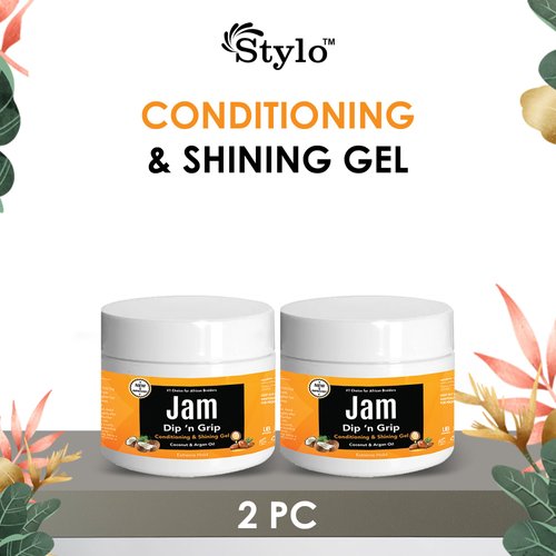 Dip n Grip Jam Hair Care Conditioning & Shining Gel Extreme Hold, High Shine, Tames Frizz Hair Gel With Argan and Coconut Oil Hair Gel For All Hair Types 8oz Pack of 2
