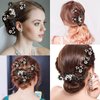 Yeshone 5 Pieces Wedding Hair Comb Bridal Hair Pins Crystal Pearl Hair Accessories Rhinestone Flower Hair Piece for Wedding Bride Women(Black,Classic Style)