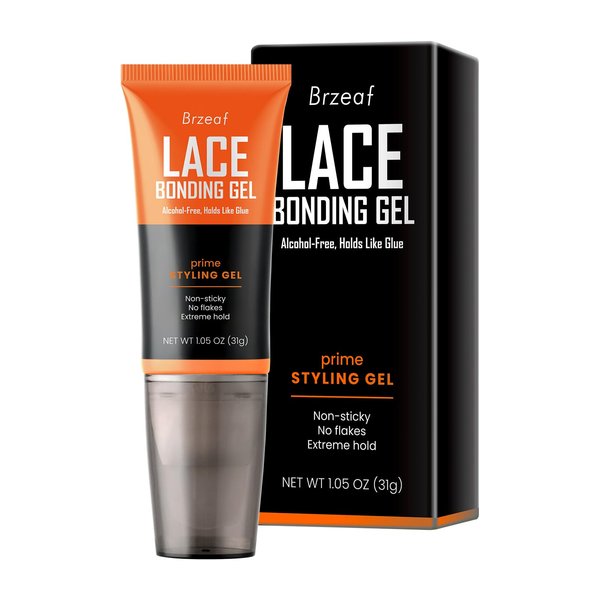 Brzeaf Lace Bonding Gel, Bold Hold Lace Gelly, Extreme Hold & New Brush Head Design, Bold Hold Lace Glue, Non-Greasy, Lace Glue & Wig Glue, Wonder Bond Holding Gel, for Women & Men