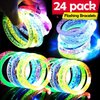24 Pack Glow In The Dark LED Bracelets Easter Basket Stuffers Party Favors for Kids Party Supplies Flashing Light Up Bracelet Glow Sticks Party Toys Neon Party Accessory Concert Birthday Party Games