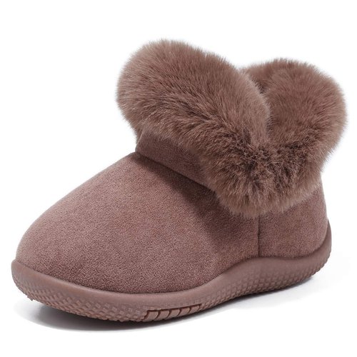 KEESKY Boots for Girls Toddler Size 5 M Suede Fur Lined Winter Warm Kids Footwear Shoes