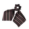 DINPREY 6 Pcs Stripe Scarf Scrunchies Silk Satin Scarf Chiffon Scrunchies Gingham Stripe Hair Scarves Soft Plaid Scarf Hair Ties Bowknot Ponytail Holder (6 Pcs Striped scarf)