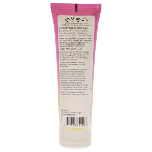 Pacifica Beauty Pineapple Swirl Curl Defining Cream, 100% Vegan & Cruelty Free, 4 Fl Oz
