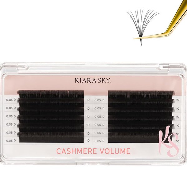 KIARA SKY LASH Cashmere Volume Lash Extensions | Premium Cashmere Lash Extensions | Soft Semi-matte natural finish | For Professional Eyelash Extensions Use Only | Black, (D-0.05-10MM)
