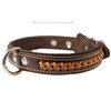 Genuine Leather Braided Dog Collar, Brown 1.25" Wide. Fits 16"-20.5" Neck.