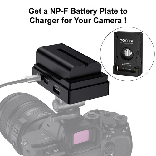 Accsoon Toprig NP-F Battery Adapter Plate for DSLR Camera, PD20W Fast Charging Adpter Mount with LED Indicator, 1/4'' Screw Mount, Compatible with Sony NP-F550/750/970 Battery Power Supply-Lightweight