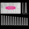 3XL Coffin No C Curve Nail Tips-Clear Acrylic Nails Long Coffin Shape Nail Tips SITELENABY 420 pcs Flattened Half Cover False Nails for Nail Salons and DIY French ABS Nail Art Tips 12 Size (coffin 3xl no c 420pcs per box)