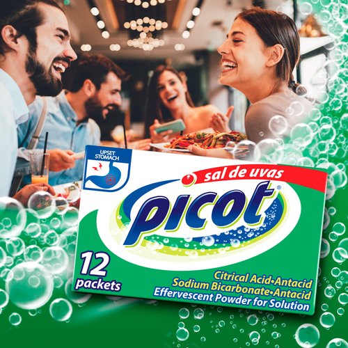Sal de Uvas Picot, Effervescent Powder Solution, Antacid, 0.17 Oz, 4-Pack of 8 Antacid Packets , 4 Boxes