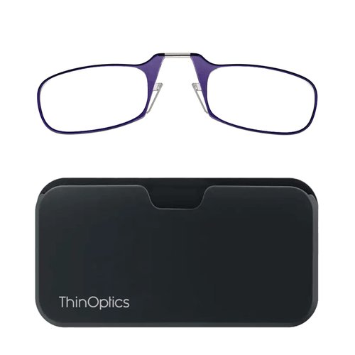 ThinOptics unisex-adult Reading Glasses + Black Universal Pod Case | Purple Frames, 1.00 Strength Readers Purple Frames / Black Case, 44 mm