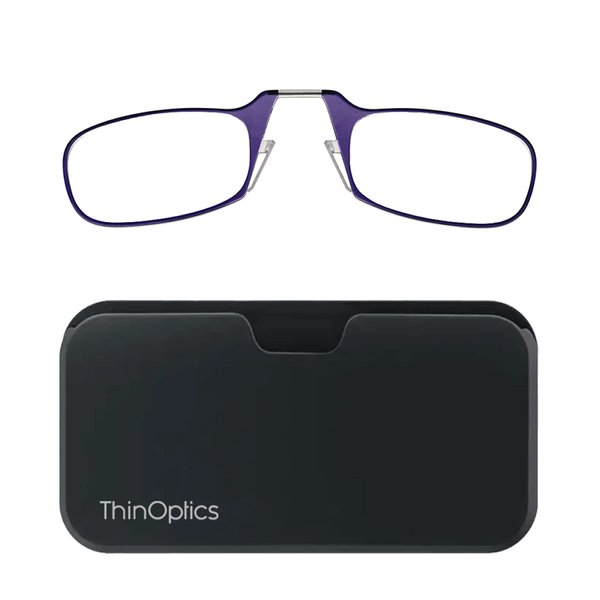 ThinOptics unisex-adult Reading Glasses + Black Universal Pod Case | Purple Frames, 1.00 Strength Readers Purple Frames / Black Case, 44 mm