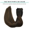 DOORES Human Hair Clip in Extensions Balayage Dark Brown to Chestnut Brown 20 Inch Clip in Hair Extensions Straight Natural Hair Extensions Thick Remy Extensions 120g 7pcs
