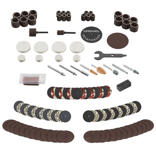 Dremel 709-02 110-Pieces All-Purpose Rotary Tool Accessory Kit- Includes a Carving Bit, Sanding Drums, Grinding Stones, Cutting Discs, and a Storage Case , Gray
