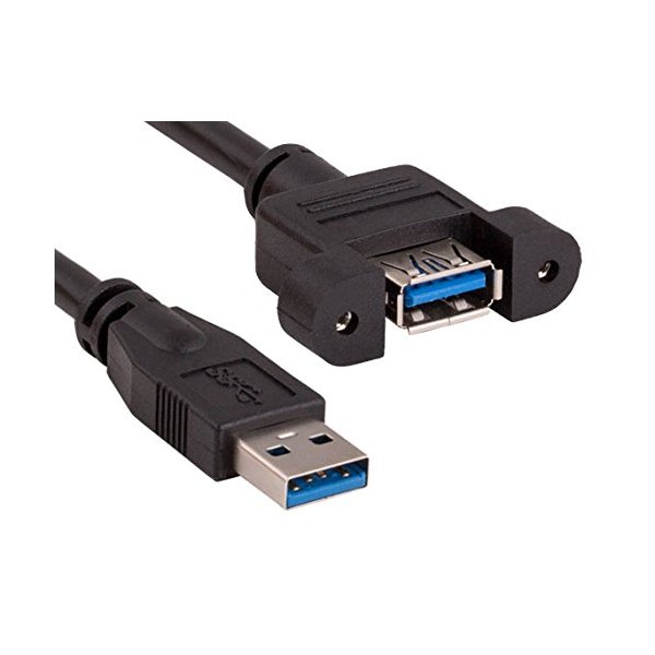 Cable Leader 6ft USB 3.0 Panel-Mount Type A Male to Type A Female Cable