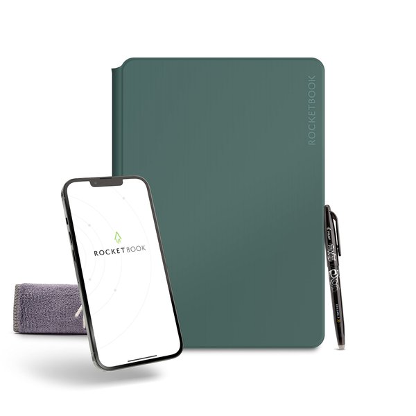 New Rocketbook Pro 2.0 Smart Notebook | Green | Scannable Office Notebook with 20 Sheet Page Pack - Lined and Dot Grid | Hardcover Vegan Leather Reusable Notebook with 1 Pilot Frixion Pen & 1 Microfiber Cloth | Letter Size: 8.5 in x 11 in