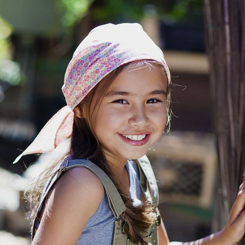 Peppercorn Kids Girls Pre-tied Bandana Head Scarf- Floral - Rosy Pink (Age 3-8 Y)