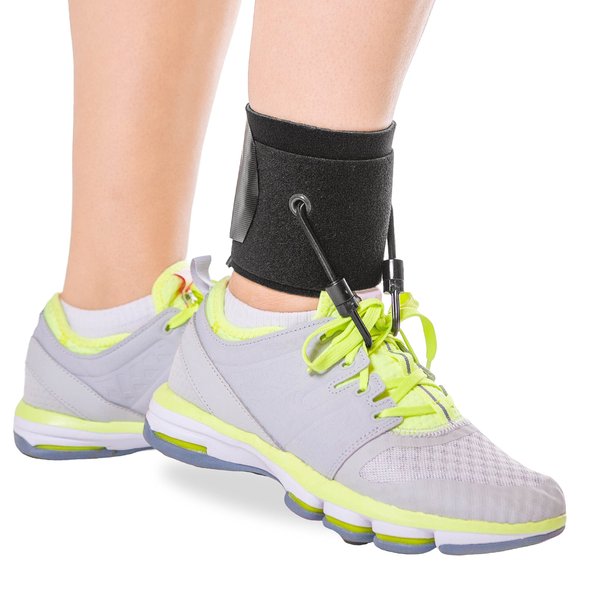 BraceAbility AFO Drop Foot Brace - Adjustable Dorsiflexion Soft Shoe Splint for Neuropathy Walking Exercise Assist, Gait Lifting Support, Charcot Marie Tooth (CMT) and Achilles Pain Treatment (S/M)