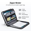 Kinbashi 3 Ring Binder, 3 Inch O-Ring Zipper Binder with Shoulder Strap, Expanding Files and Multiple Pockets, Green
