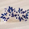 Sparkly Wedding Hair Combs, Crystal Flower Hair Clips Bride Bridesmaid Hair Sides Comb Rhinestone Barrettes, Crystal Flower Hair Pins Hair Accessories for Women Girls (Blue)