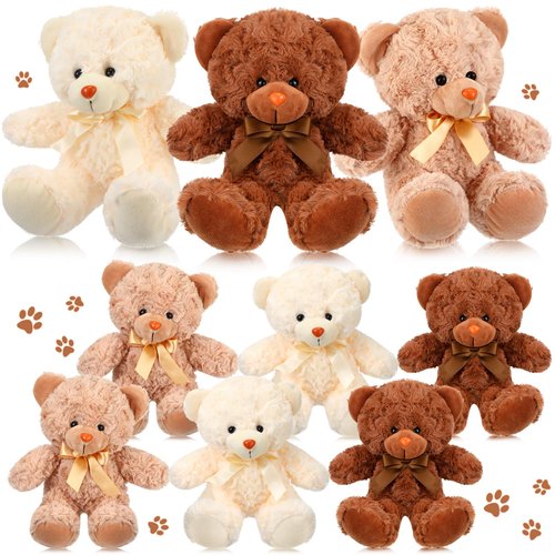 Civaner 9 Packs 8 inch Christmas Bear Stuffed Animals Bulk in 9 Colors Plush Bears Doll Bear Toys for Graduation Birthday Wedding Baby Shower Valentine's Day Decorations Party Gift(Bright Color)