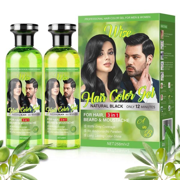 3in1 Natural Hair Color Gel - A & B Formula Hair Dyeing Gel for Super Strong Coverage of Gray Hair - Semi Permanent Hair Dye - Shiny Hair - Sturdy Coverage - (Part A&B)
