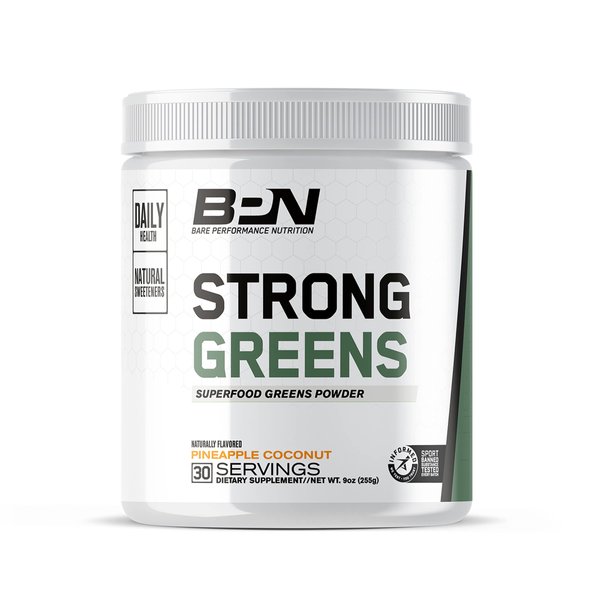 BARE PERFORMANCE NUTRITION, BPN Strong Greens Superfood Powder, Improved Digestion, Increased Energy, Immune System Support, Pineapple Coconut