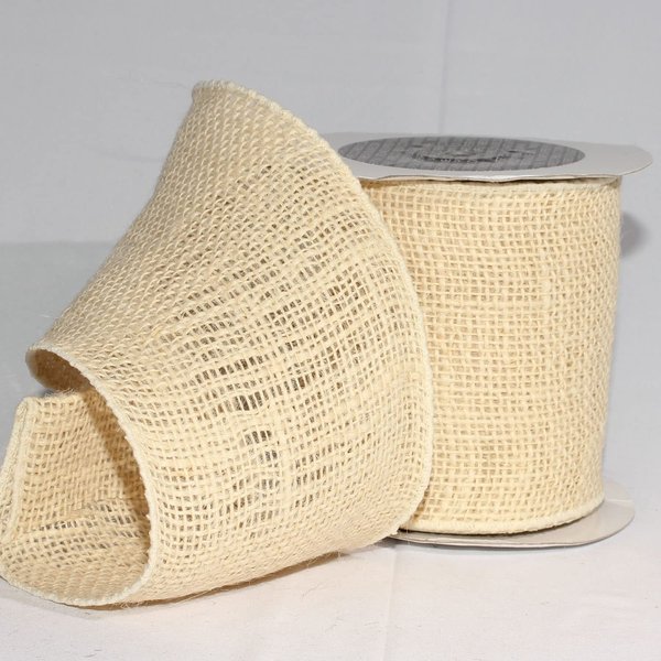 The Ribbon People Natural Cream Burlap Wired Craft Ribbon 5" x 10 Yards