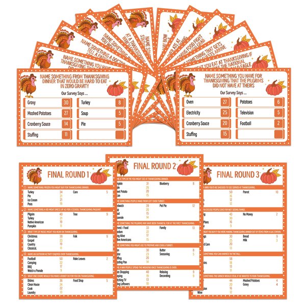 Xenseou Thanksgiving Friendly Feud Game, Fun Thanksgiving Party Games, Thanksgiving Games for Adults, Family Feud Quiz Holiday Games for Groups WSJ-SC01