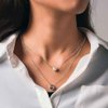 Mosako Layered Bead Necklace Chain Round Crystal Pendant Necklaces Jewelry for Women and Girls (Silver)