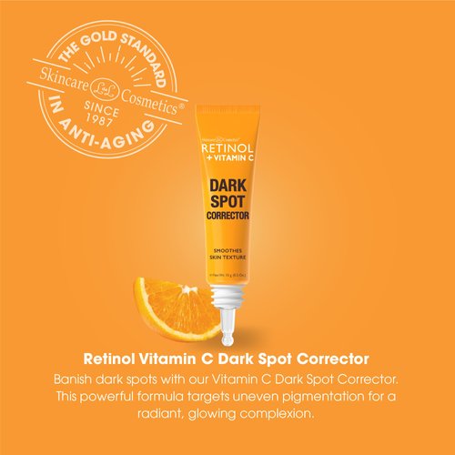Retinol + Vitamin C Dark Spot Corrector Serum - Spotless Radiance, Evens Skin Tone, Targets Sun Damage & Dark Spots, Enhances Luminosity with Vitamin B3 Niacinamide & Retinol - 0.5 Oz